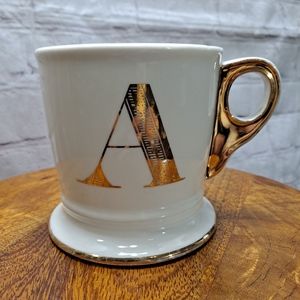Anthropologie A Monogram Gold Trim 12oz Mug